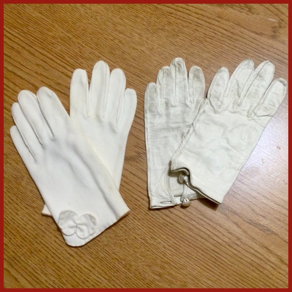 2pr Vtg Gloves, sz 4